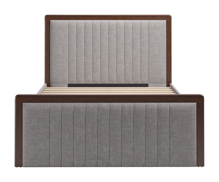 Somune Queen Bed Gray & Walnut