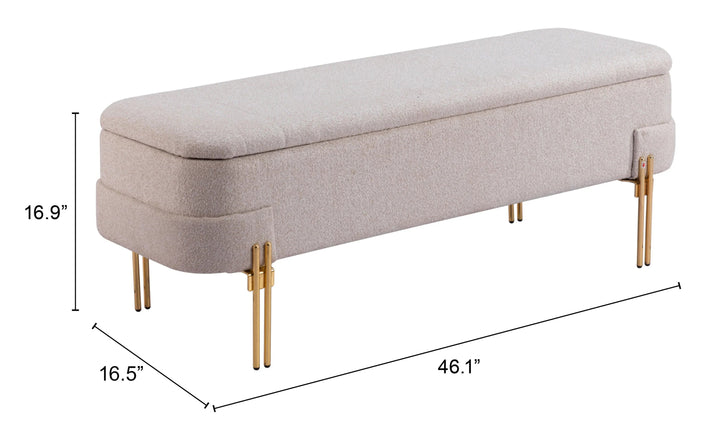 SwayLiving Lebreton Storage Bench Oatmeal Beige BENCHES
