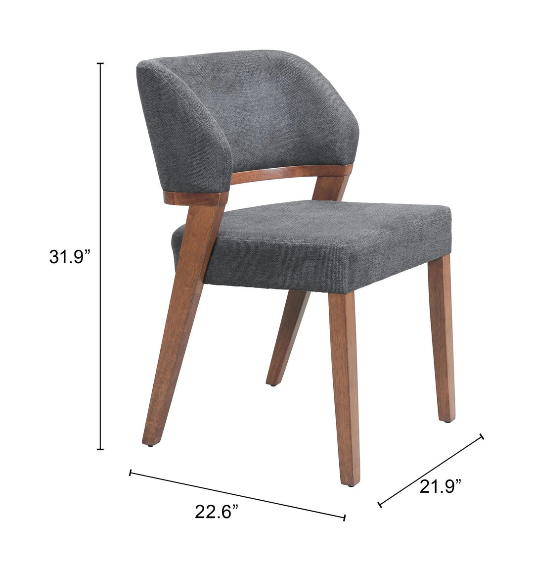 SwayLiving Sunobu Dining Chair (Set of 2) Azure Gray & Walnut DINING CHAIRS