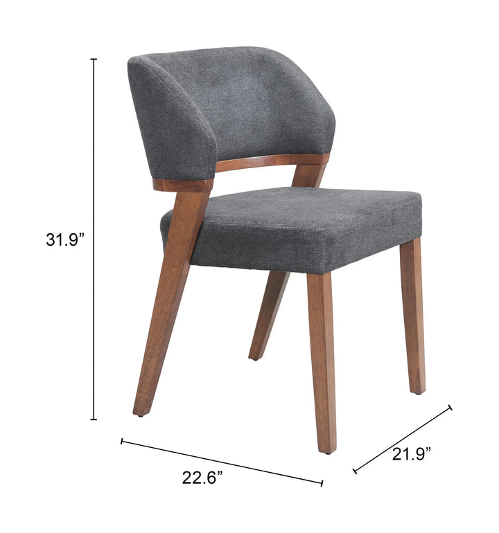 SwayLiving Sunobu Dining Chair (Set of 2) Azure Gray & Walnut DINING CHAIRS