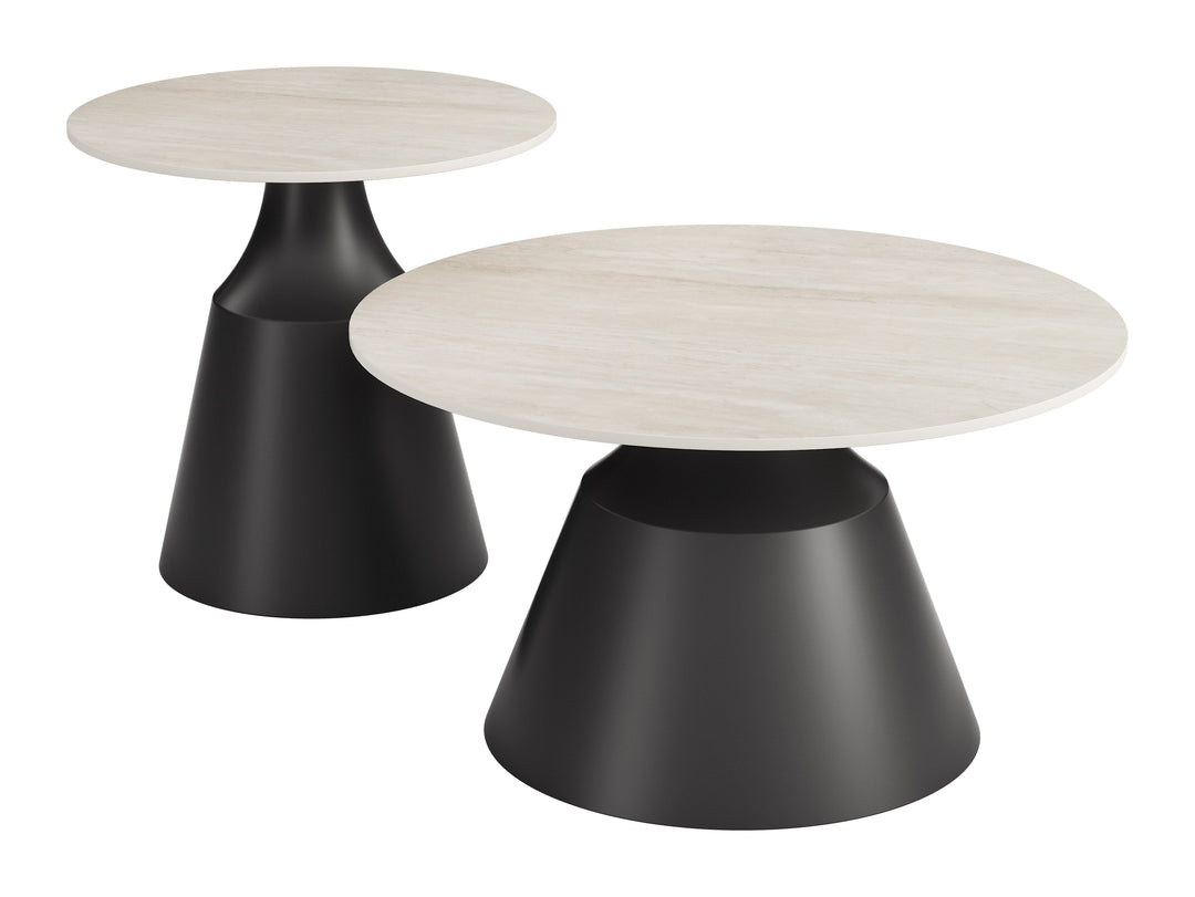 Camella Coffee Table Set (2-Piece) Light Beige & Black