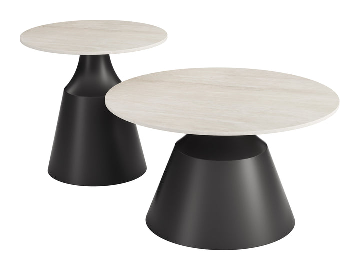 Camella Coffee Table Set (2-Piece) Light Beige & Black