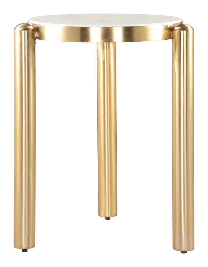 Noan Side Table White & Gold