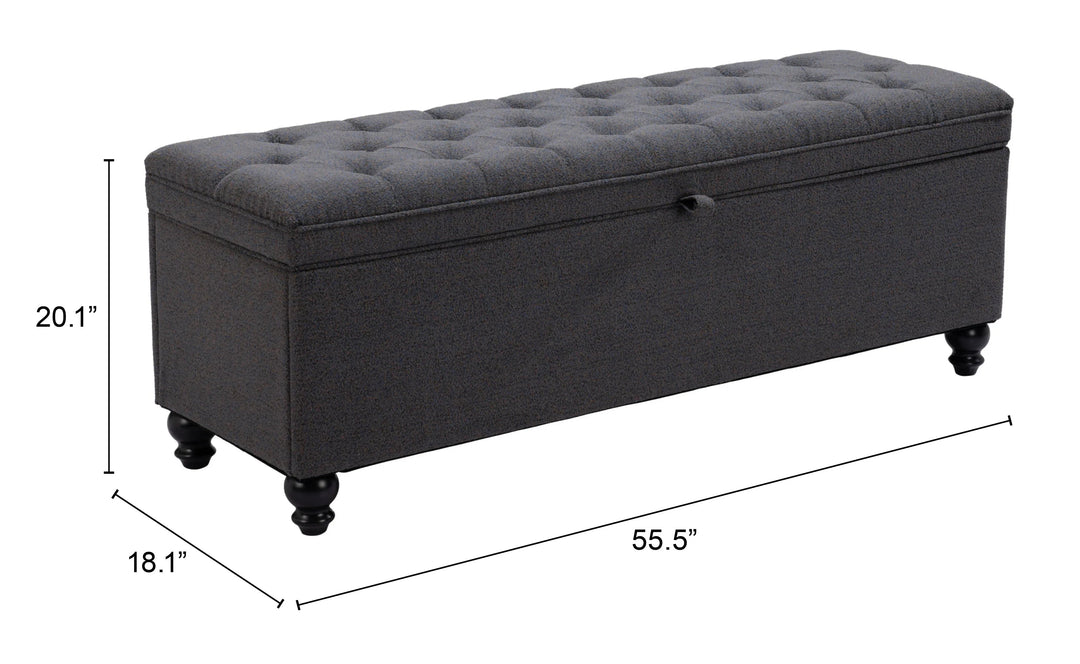 SwayLiving Halifax Storage Bench Gravel Gray BENCHES