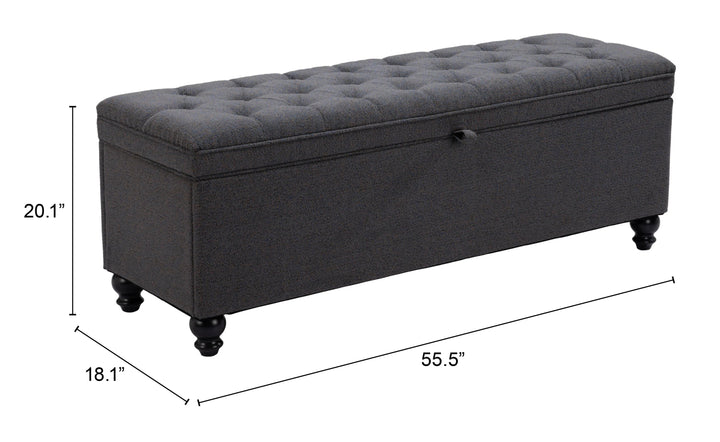 SwayLiving Halifax Storage Bench Gravel Gray BENCHES