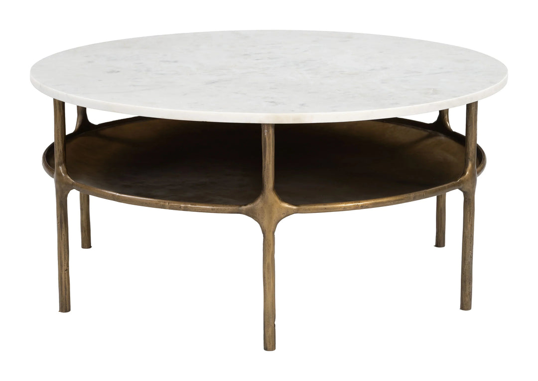 SwayLiving Bild Coffee Table White & Brass COFFEE TABLES