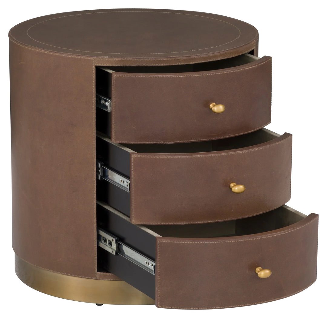 SwayLiving SwayLiving Dimitri Three Drawer Round End Table