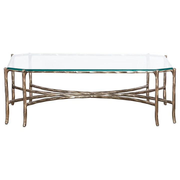 Faux-Bois Metal, Glass Top