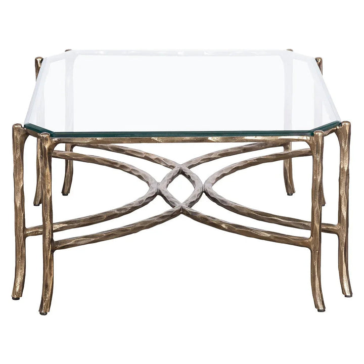 Faux-Bois Metal, Glass Top