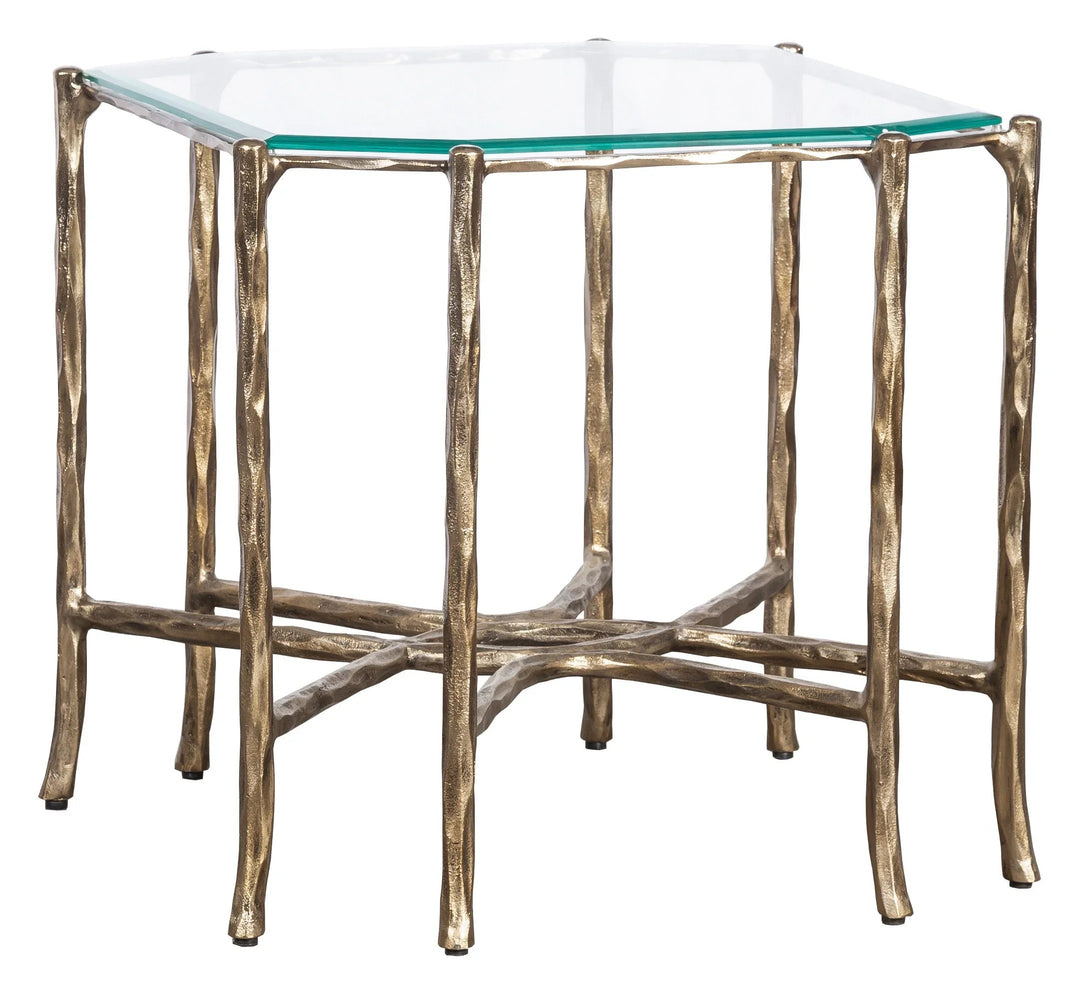 Faux-Bois Metal, Glass Top