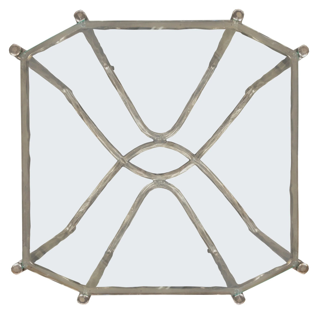 Faux-Bois Metal, Glass Top