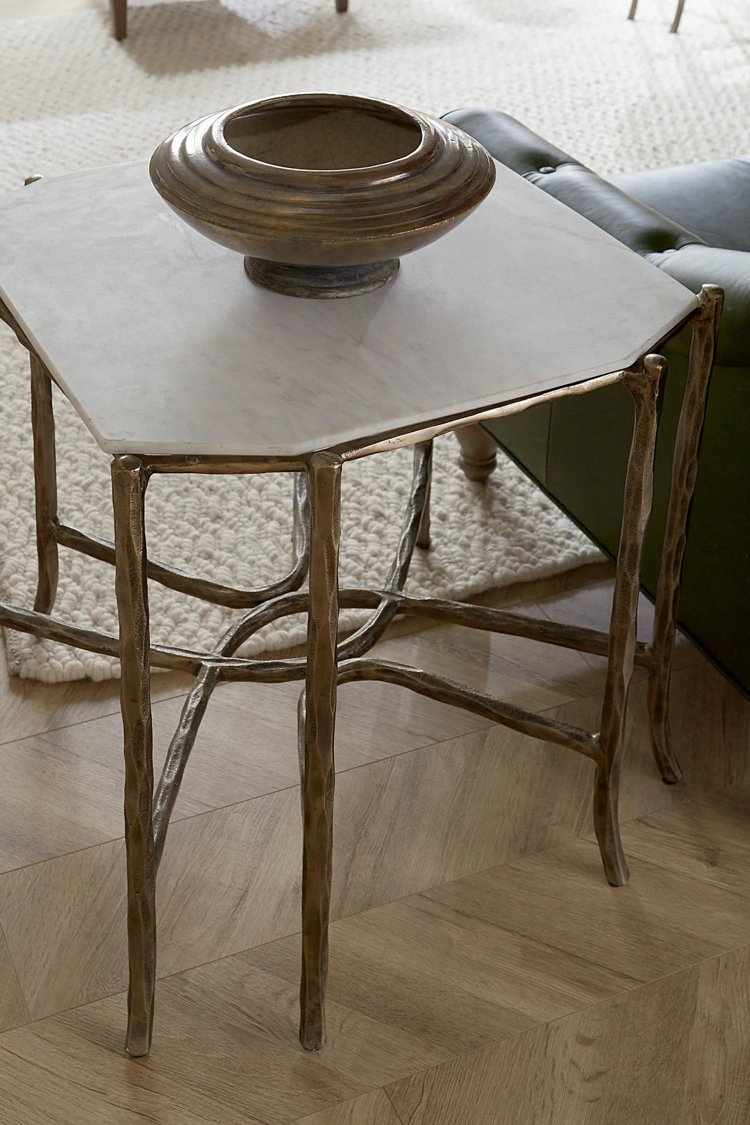 Faux-Bois Metal, Glass Top