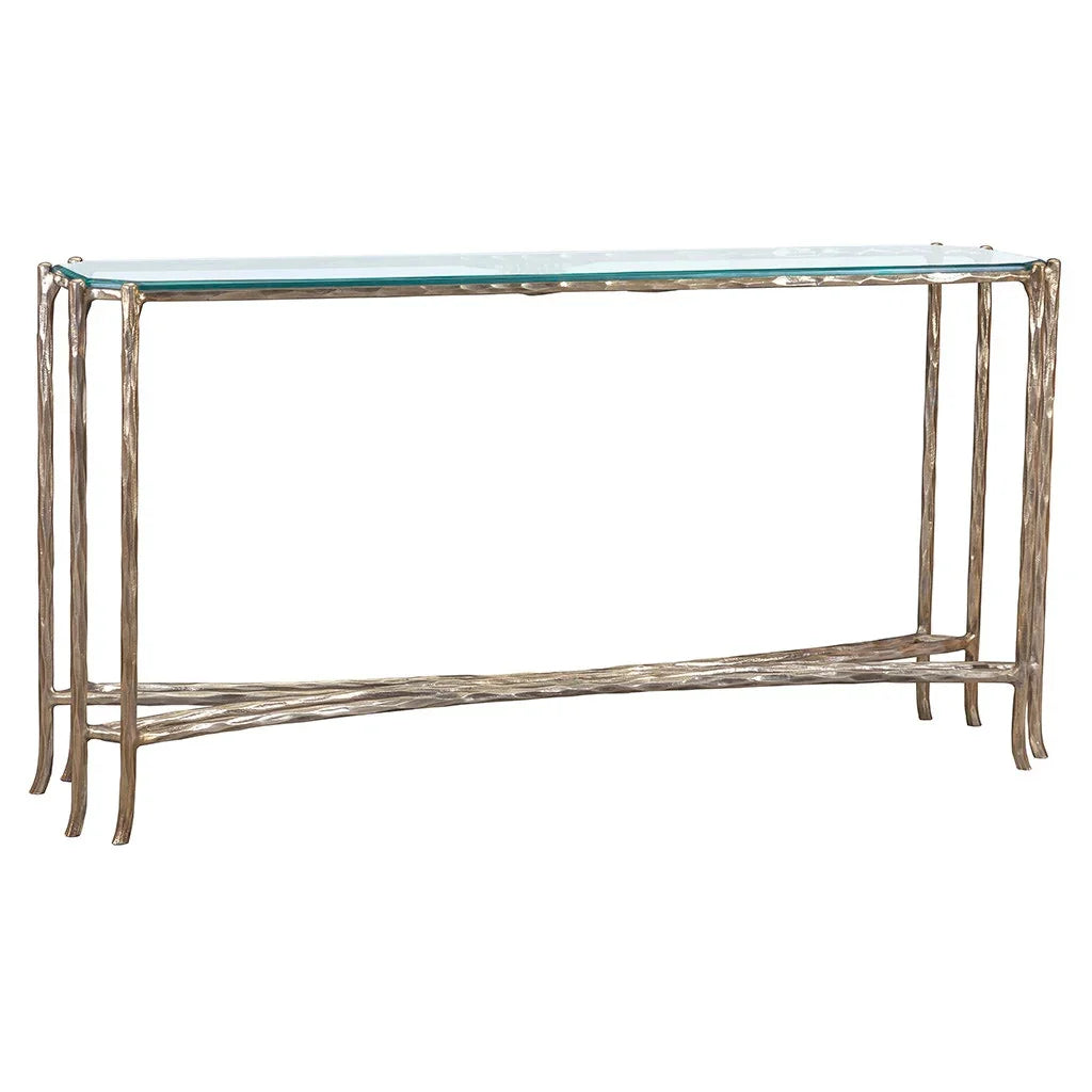 Faux-Bois Metal, Glass Top