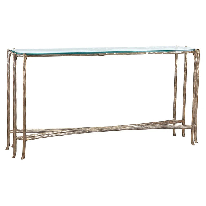 Faux-Bois Metal, Glass Top