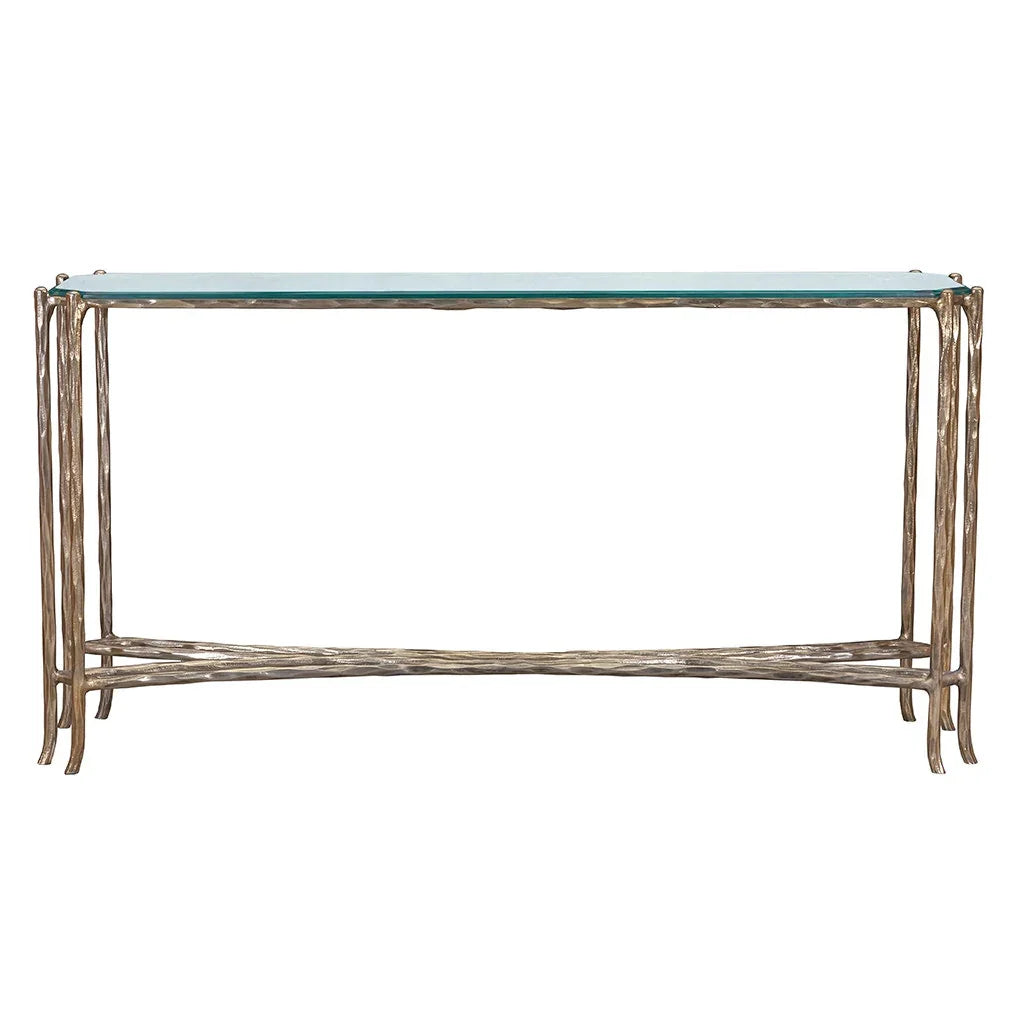 Faux-Bois Metal, Glass Top