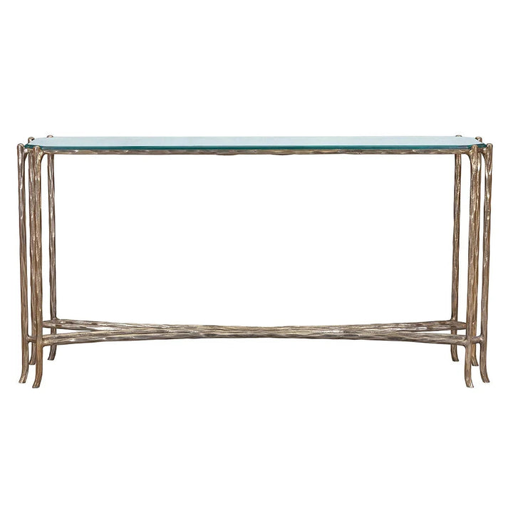 Faux-Bois Metal, Glass Top