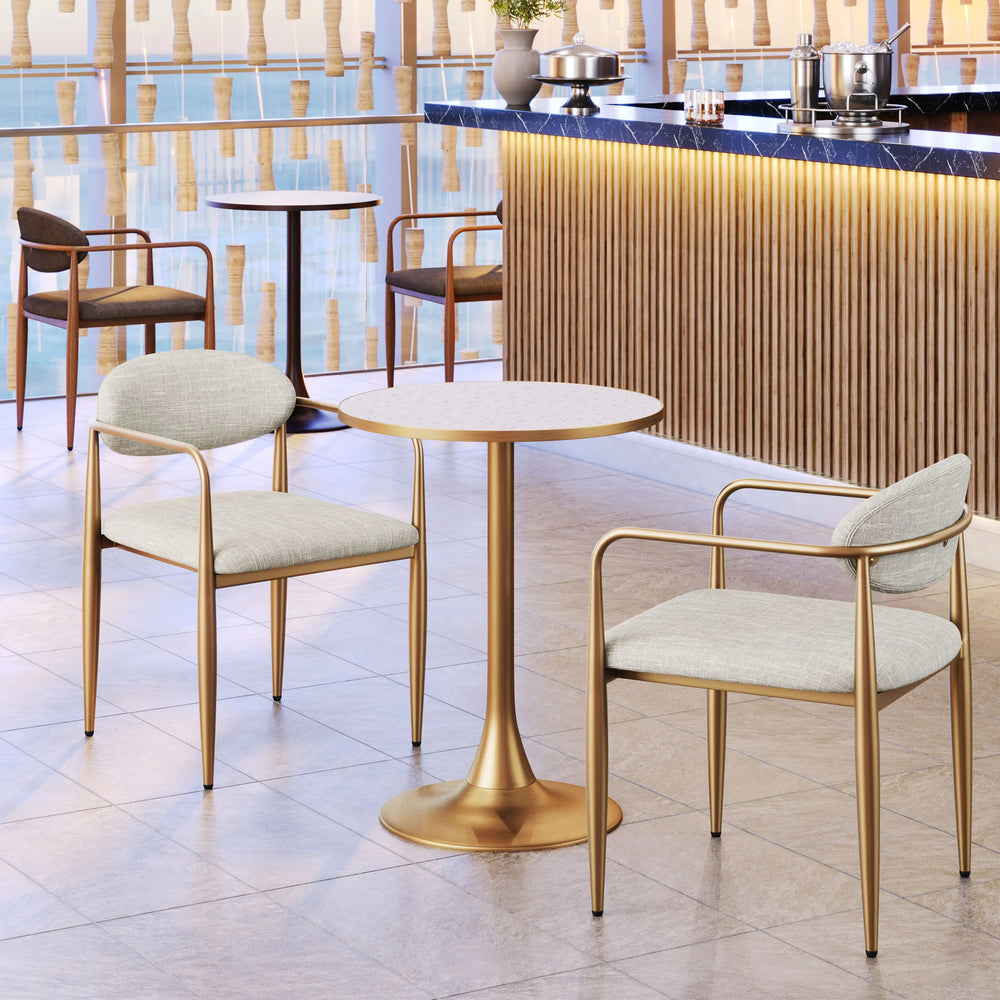 SwayLiving Bite Bistro Table Beige & Gold DINING TABLES