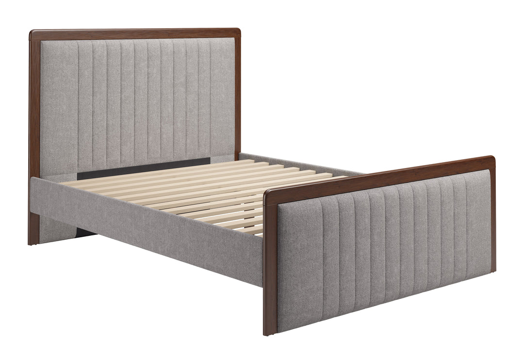 Somune Queen Bed Gray & Walnut