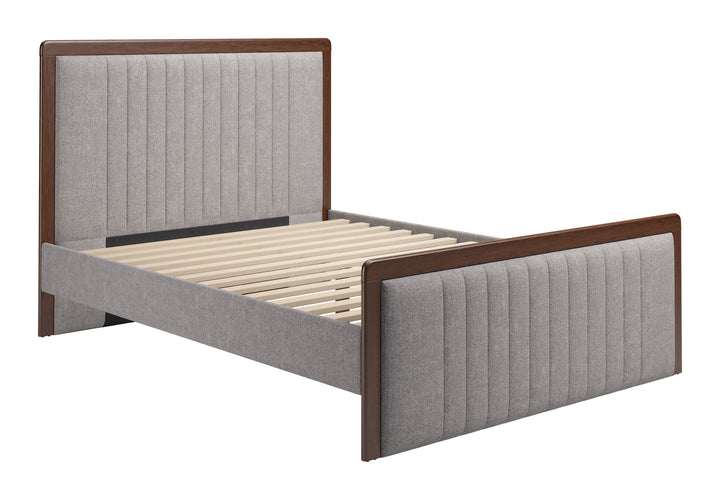 Somune Queen Bed Gray & Walnut