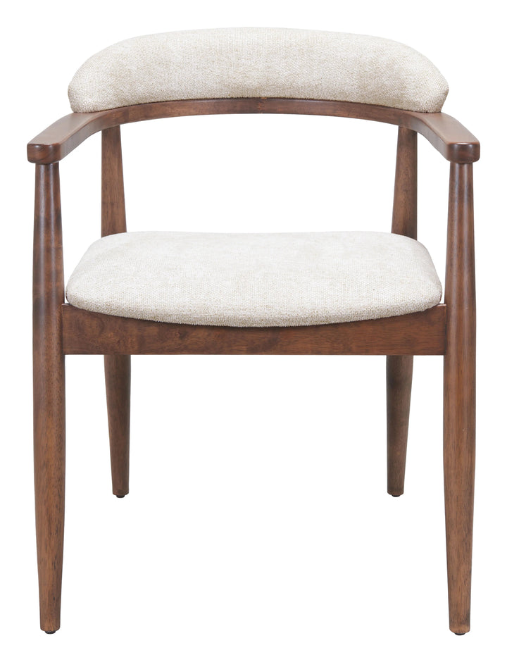 SwayLiving Goka Dining Chair Beige & Walnut - Set of 2 DINING CHAIRS