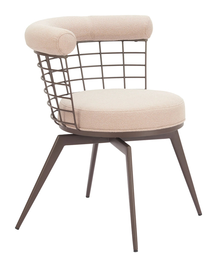 SwayLiving Saku Swivel Dining Chair Beige & Brown - Set of 2 DINING CHAIRS