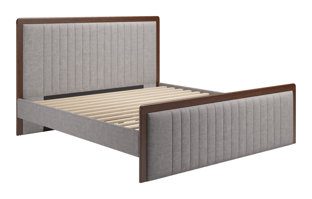 Somune King Bed Gray & Walnut
