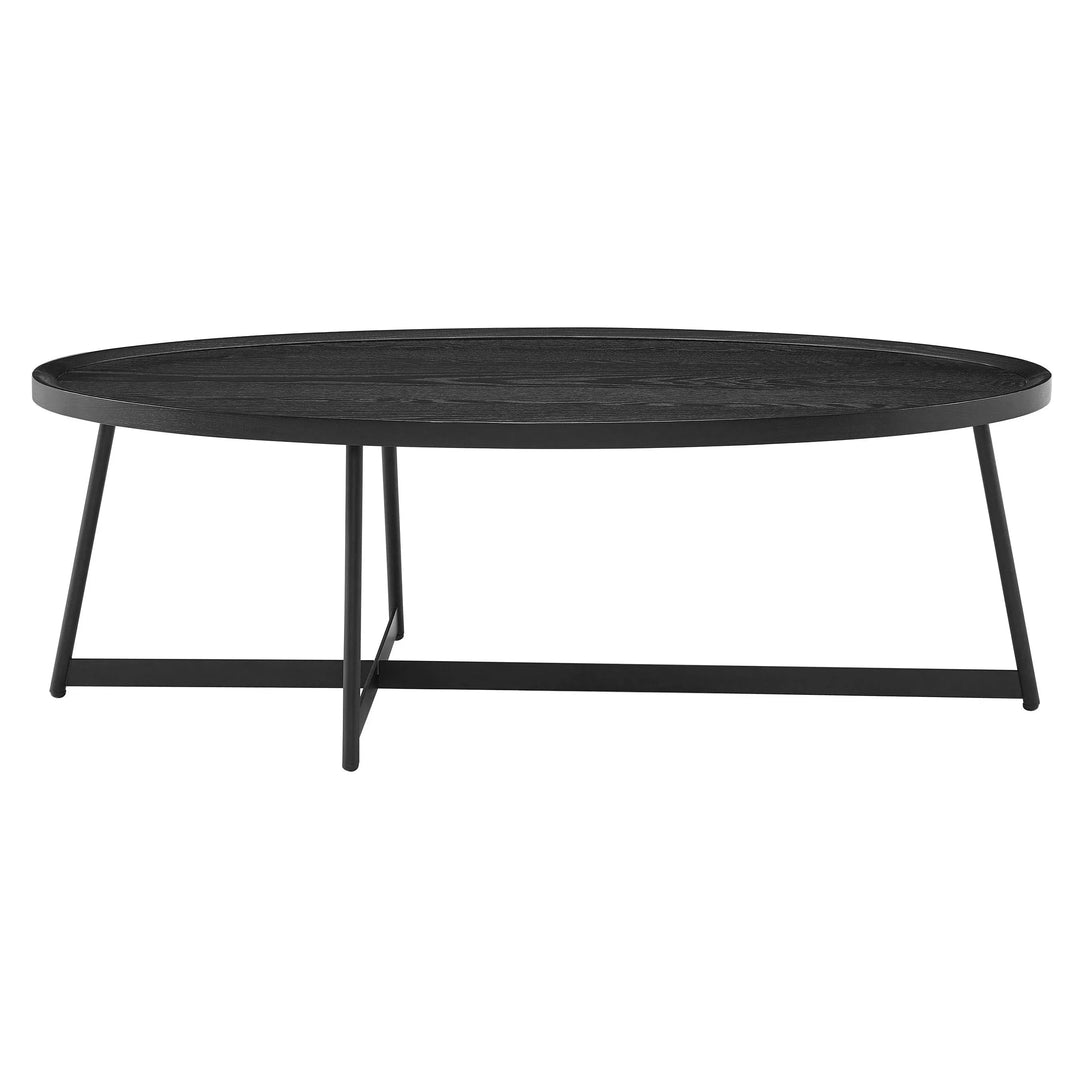 SwayLiving NIKLAUS 47" OVAL COFFEE TABLE IN BLACK ASH WOOD AND BLACK BASE COFFEE TABLES