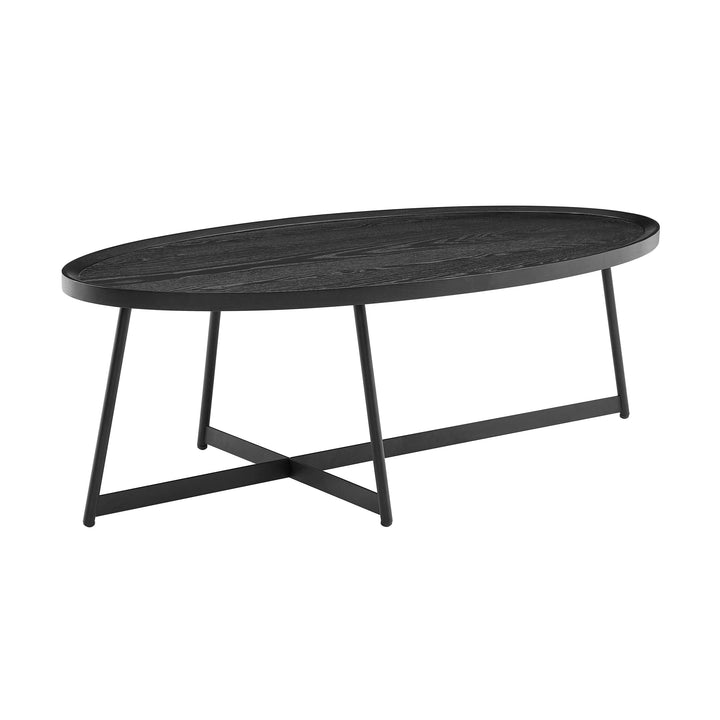 SwayLiving NIKLAUS 47" OVAL COFFEE TABLE IN BLACK ASH WOOD AND BLACK BASE COFFEE TABLES