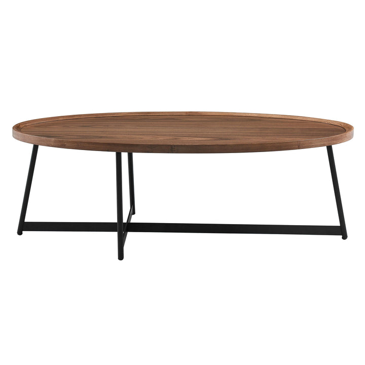 SwayLiving NIKLAUS 47" OVAL COFFEE TABLE IN AMERICAN WALNUT WITH BLACK BASE COFFEE TABLES