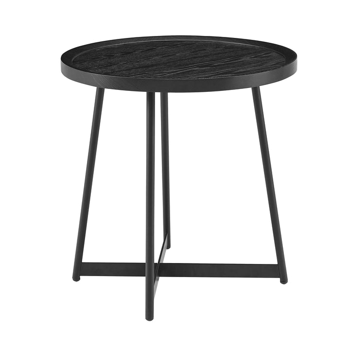 SwayLiving Niklaus 22" Round Side Table in Black Ash Wood and Black Base ACCENT TABLES