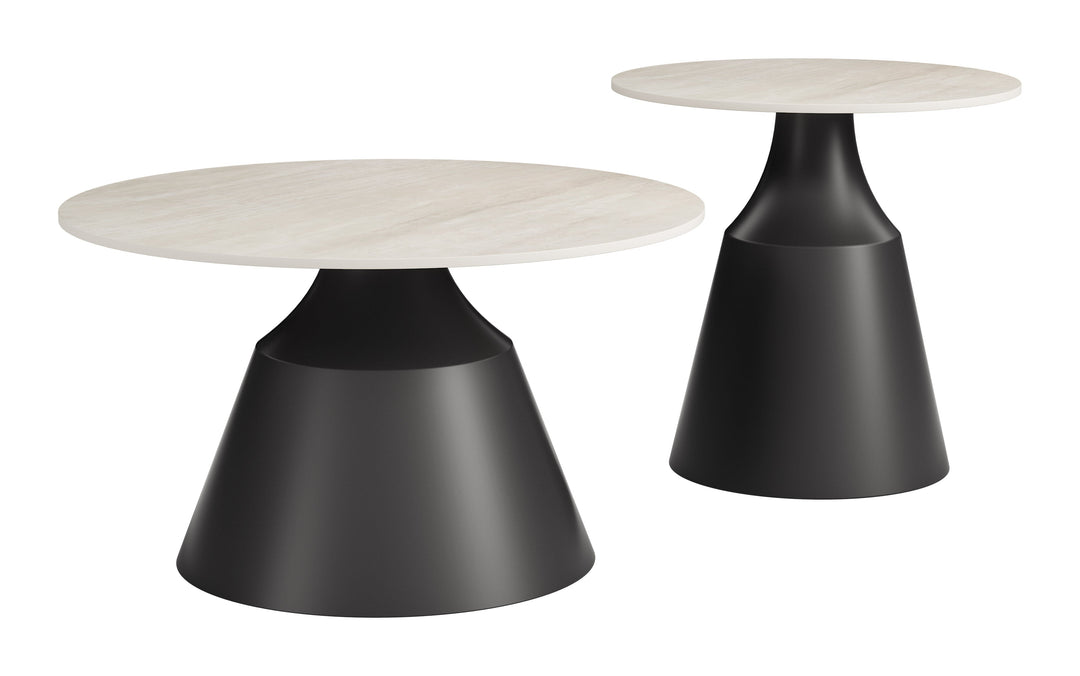 Camella Coffee Table Set (2-Piece) Light Beige & Black