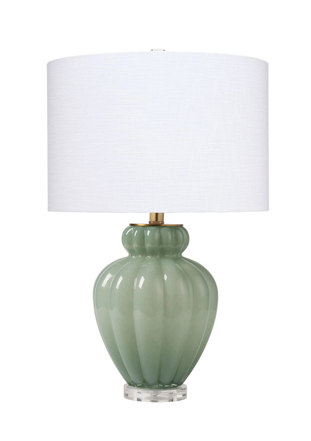 SwayLiving Agnes Blown Glass Table Lamp with Linen Shade, Celadon TABLE LAMPS