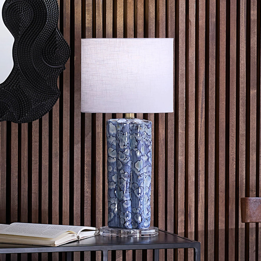 SwayLiving Flurry Ceramic Small Table Lamp with Linen Shade TABLE LAMPS