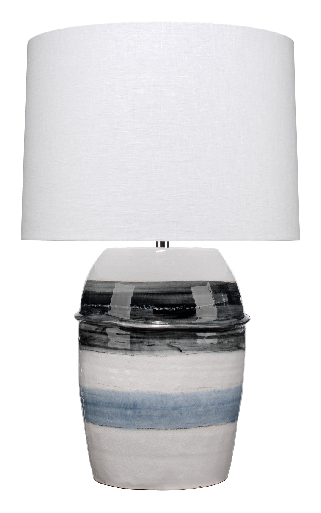 SwayLiving Horizon Striped Ceramic Table Lamp with Linen Shade TABLE LAMPS