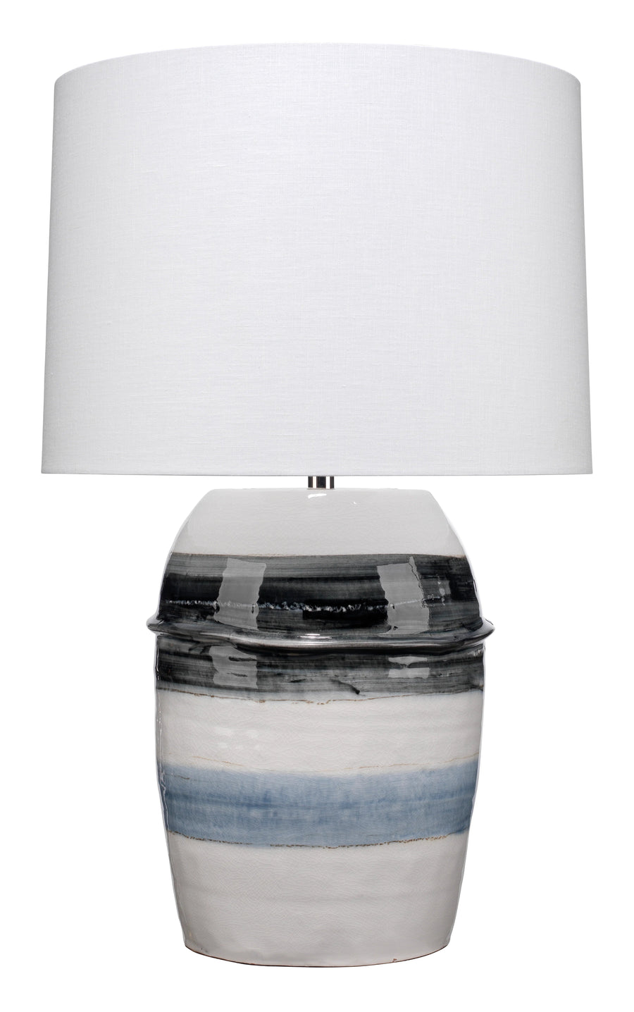 SwayLiving Horizon Striped Ceramic Table Lamp with Linen Shade TABLE LAMPS