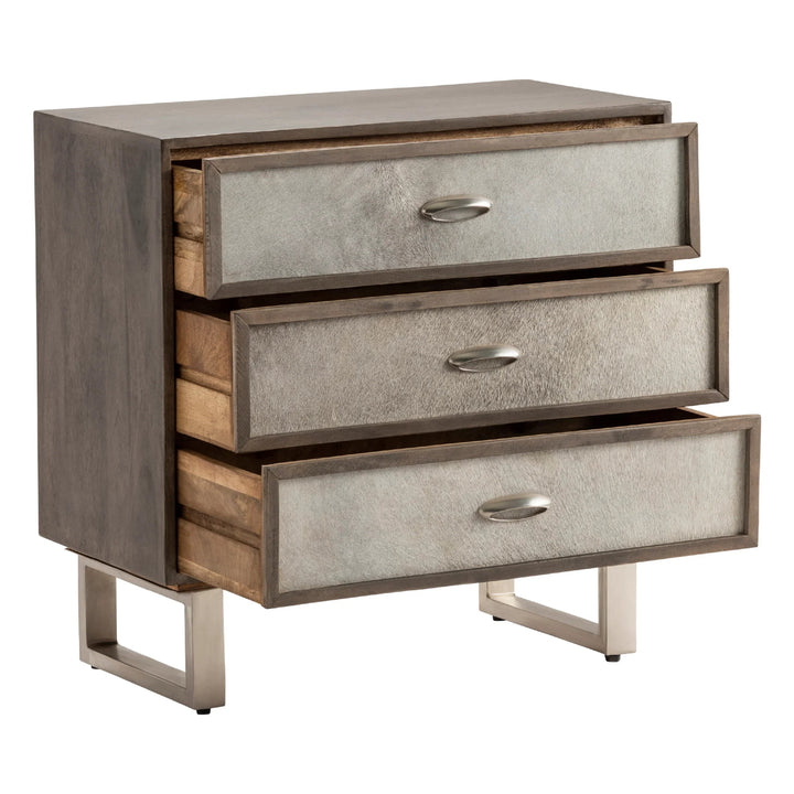 SwayLiving Three-Drawer Chest With Hair-On-Hide Fronts NIGHTSTANDS