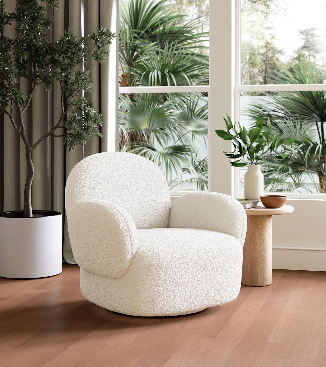 SwayLiving Pilka Swivel Chair White ACCENT + LOUNGE CHAIRS