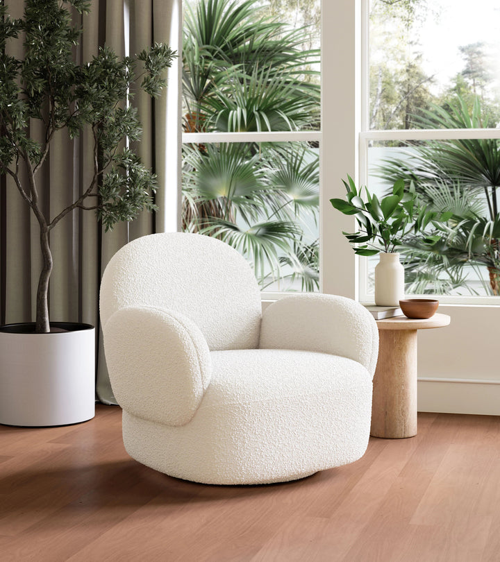 SwayLiving Pilka Swivel Chair White ACCENT + LOUNGE CHAIRS