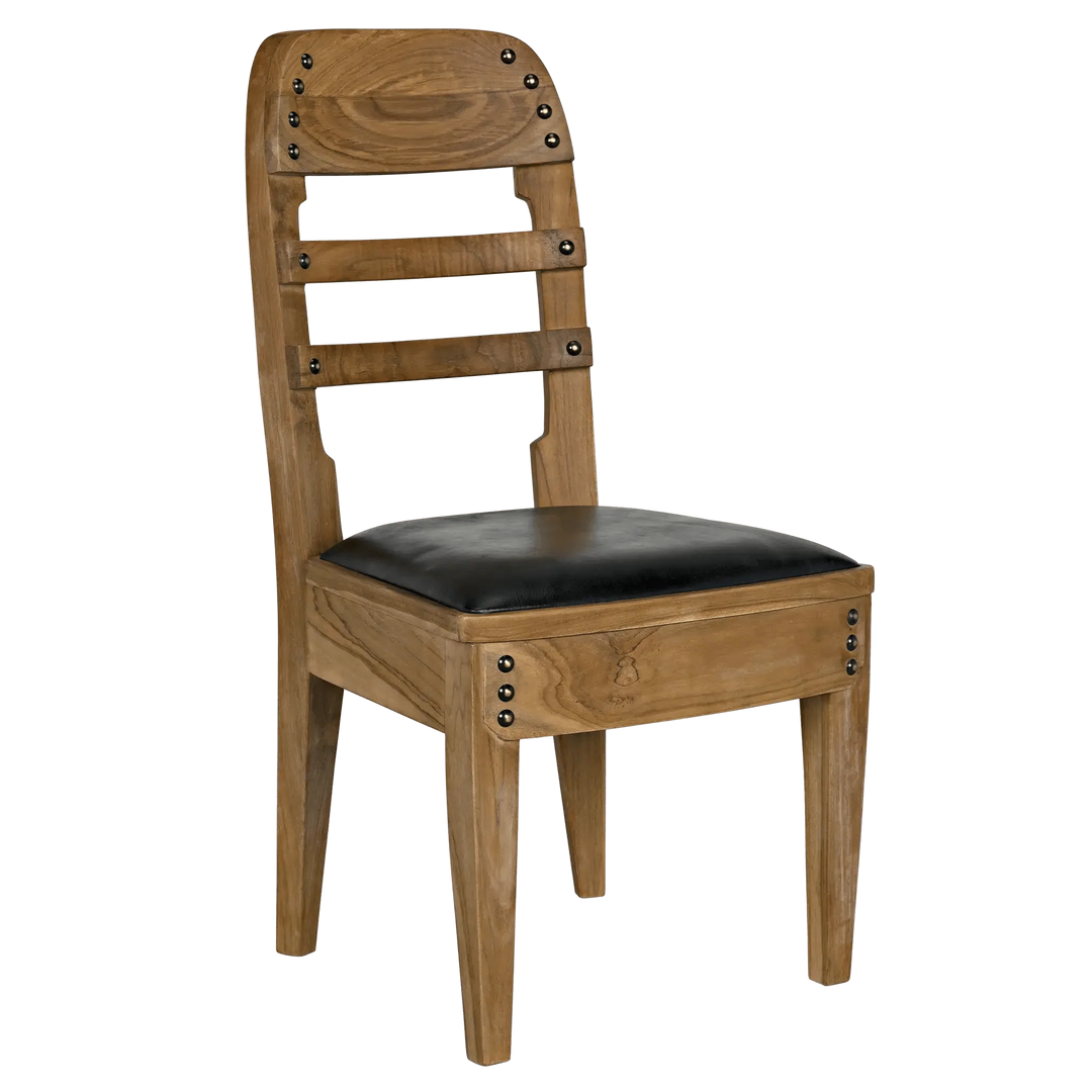 SwayLiving Laila Chair, Teak with Leather - Set of 2 DINING CHAIRS