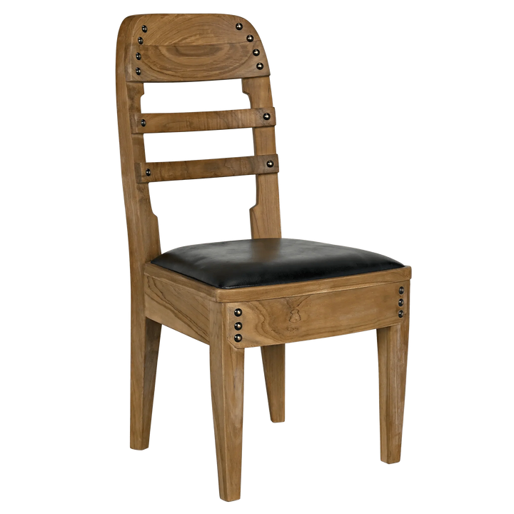 SwayLiving Laila Chair, Teak with Leather - Set of 2 DINING CHAIRS