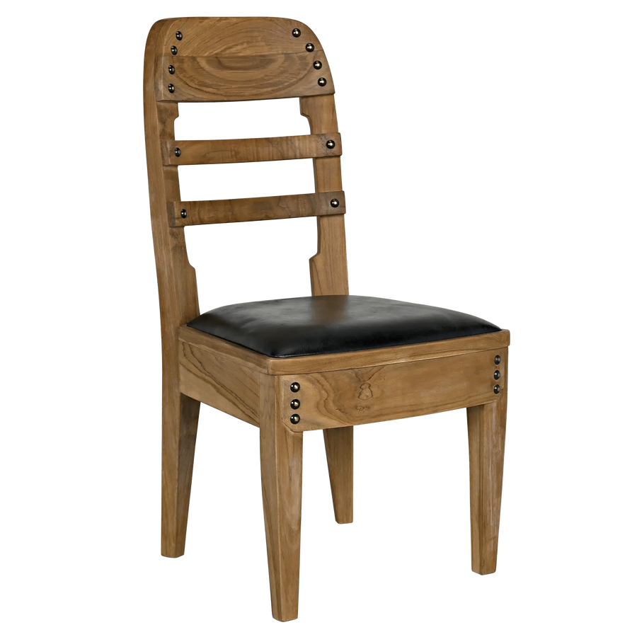 SwayLiving Laila Chair, Teak with Leather - Set of 2 DINING CHAIRS