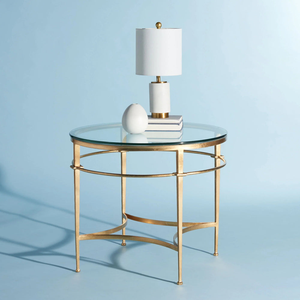 SwayLiving SwayLiving Ingmar Round Antique Gold Glass Side Table