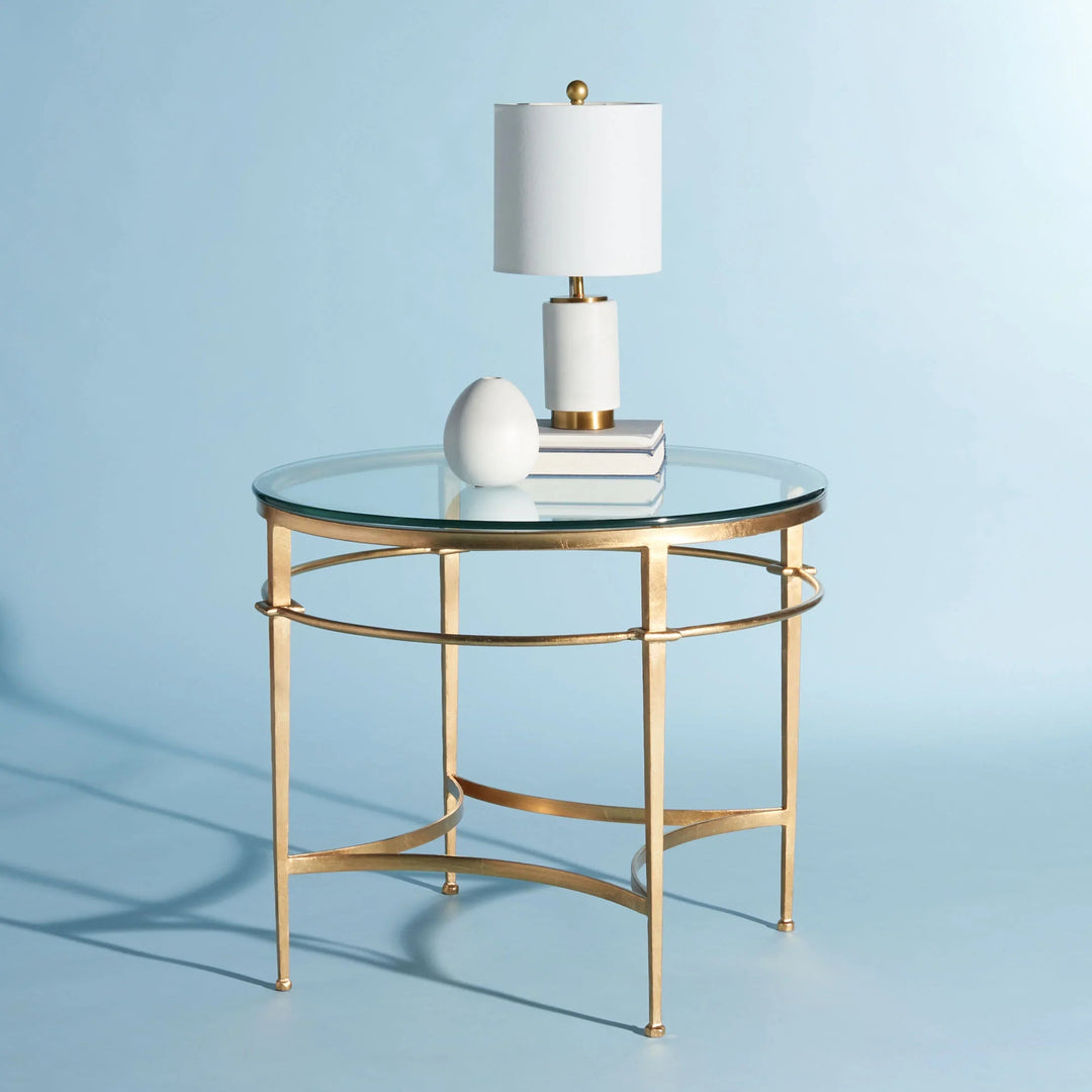 SwayLiving SwayLiving Ingmar Round Antique Gold Glass Side Table