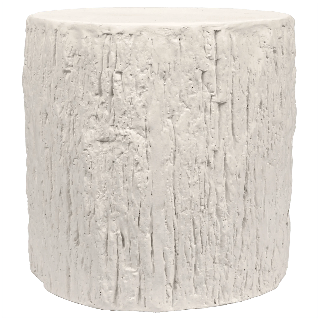 SwayLiving Trunk Side Table, White Fiber Cement ACCENT TABLES