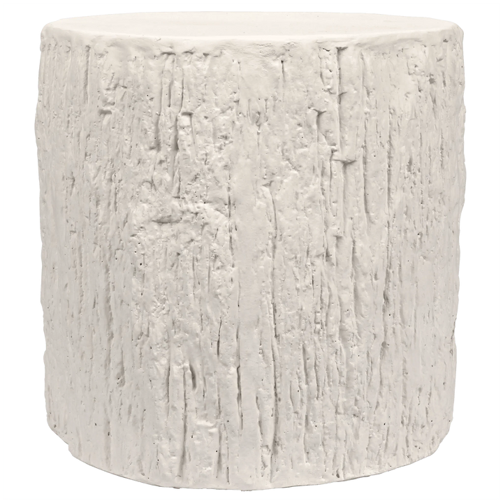 SwayLiving Trunk Side Table, White Fiber Cement ACCENT TABLES