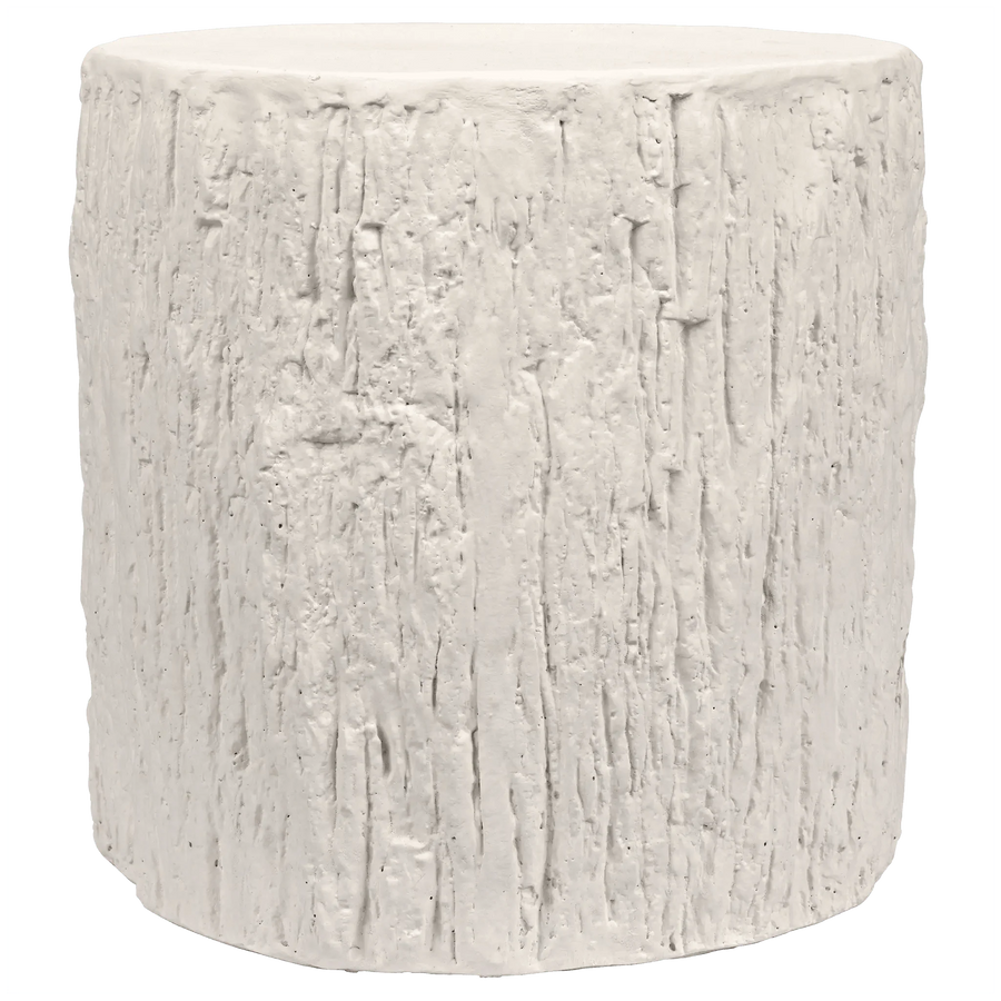 SwayLiving Trunk Side Table, White Fiber Cement ACCENT TABLES