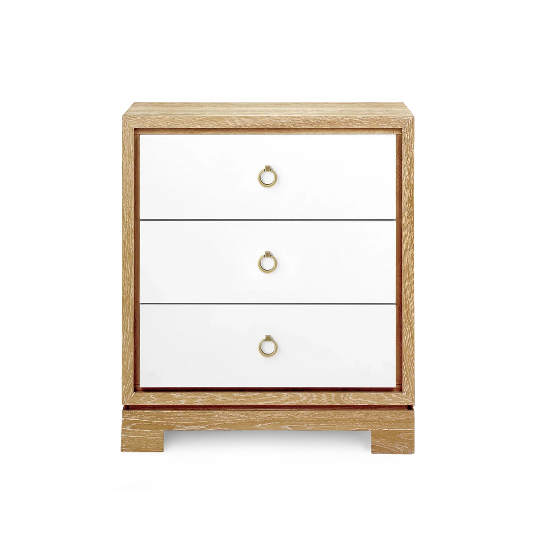 SwayLiving Berkeley 3-Drawer Side Table w/ Antique Brass Pull ACCENT TABLES