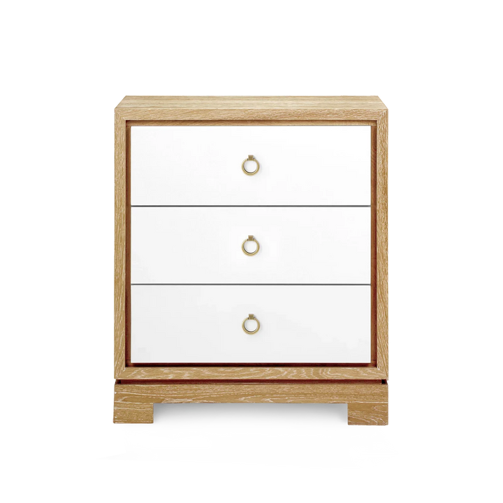 SwayLiving Berkeley 3-Drawer Side Table w/ Antique Brass Pull ACCENT TABLES