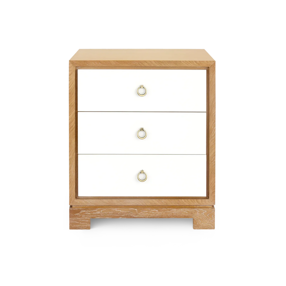 SwayLiving Berkeley 3-Drawer Side Table w/ Antique Brass Pull ACCENT TABLES