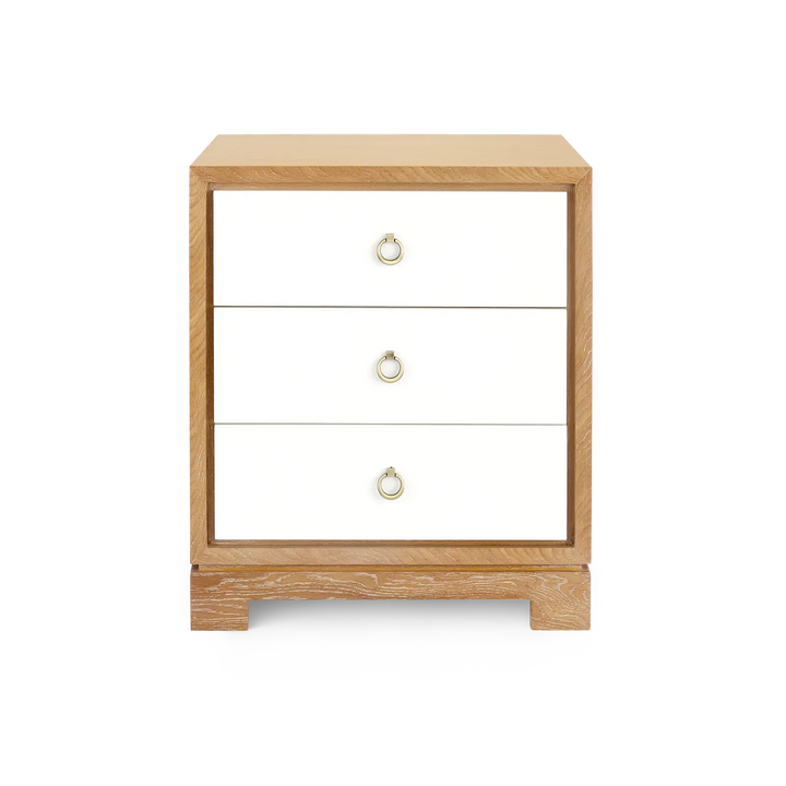 SwayLiving Berkeley 3-Drawer Side Table w/ Antique Brass Pull ACCENT TABLES